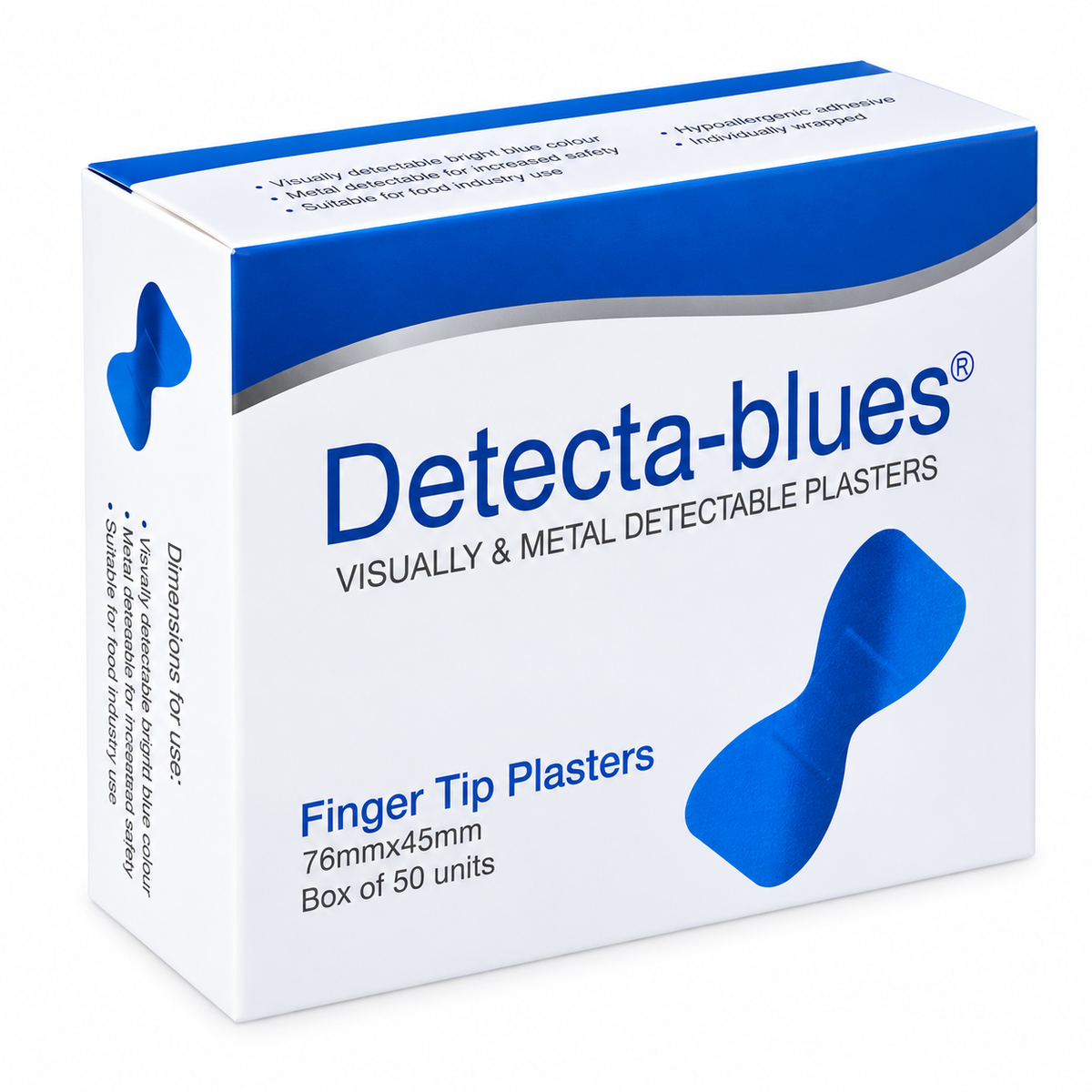 Finger Tip Blue Plasters Metal Detectable - Detecta-blues Box of 50