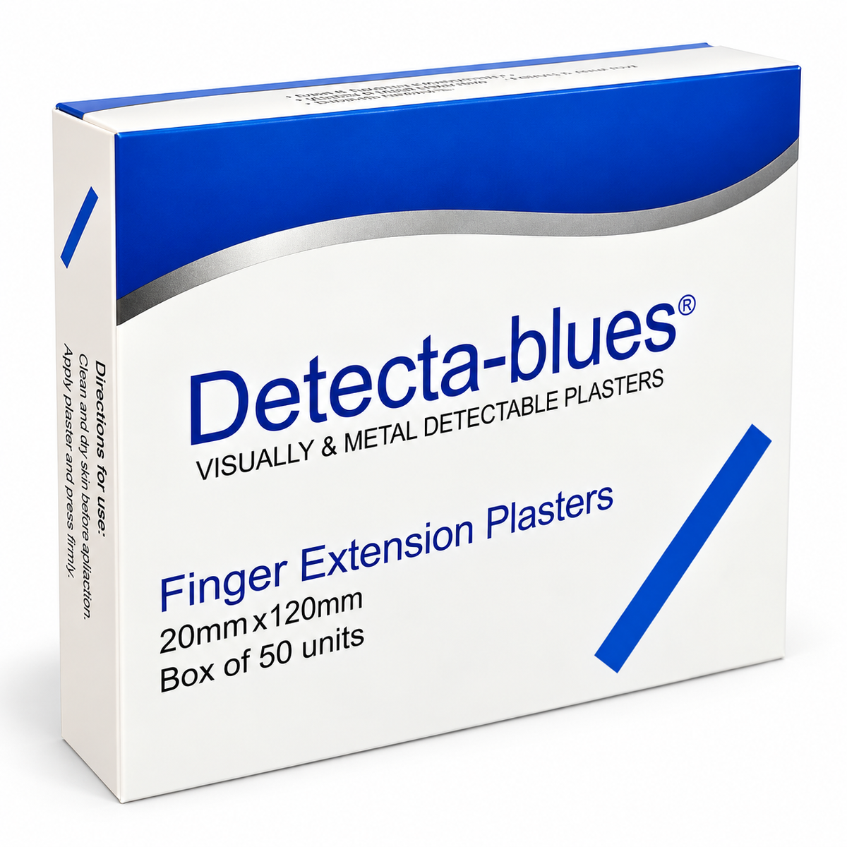 Finger Extension Blue Plasters Metal Detectable - Detecta-blues Box of 50