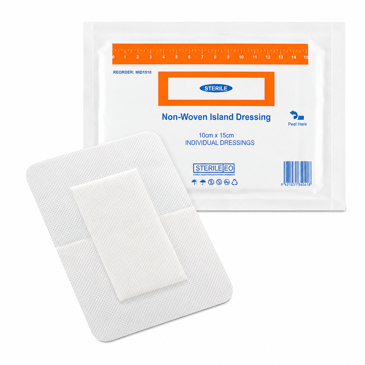 Sterile Non-Woven Island Dressing 15cm x 10cm – Single Dressing
