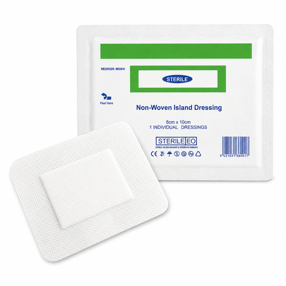 Sterile Non-Woven Island Dressing 8cm x 10cm – Single Dressing