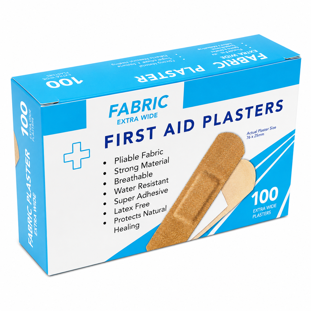 Extra Wide Fabric Plasters Skin Colour 25mm x 76mm – Box of 100