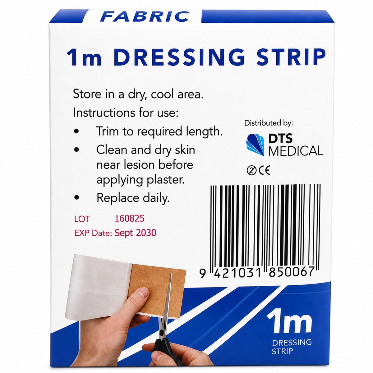Fabric Dressing Strip Plaster 8cm x 1m