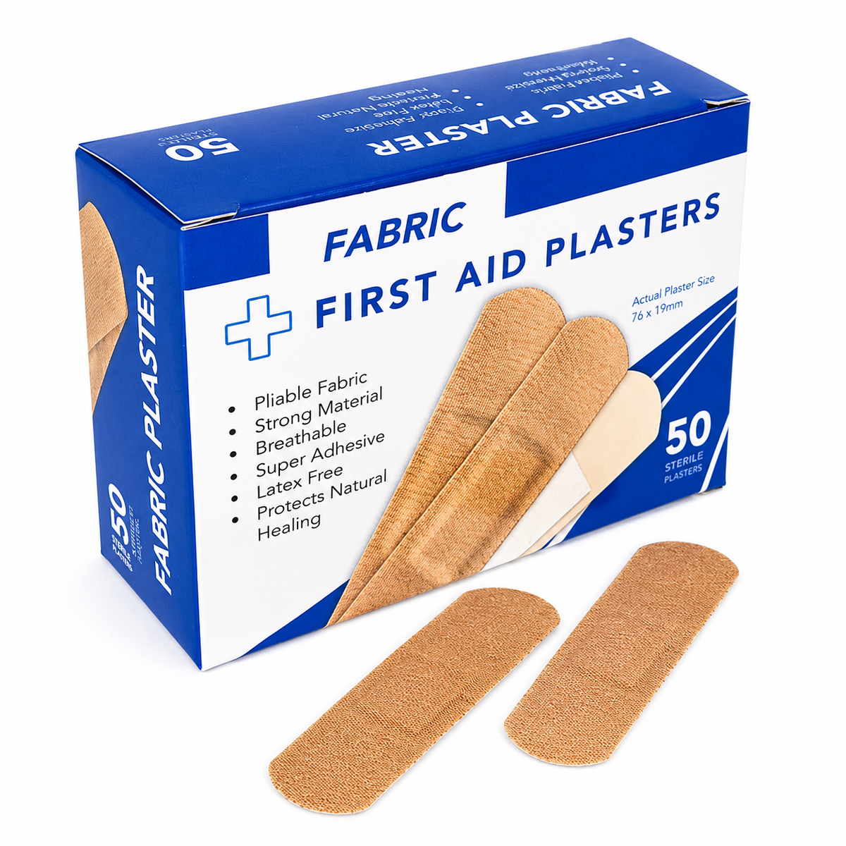 Fabric First Aid Plasters Skin Colour 19mm x 76mm – Box of 50