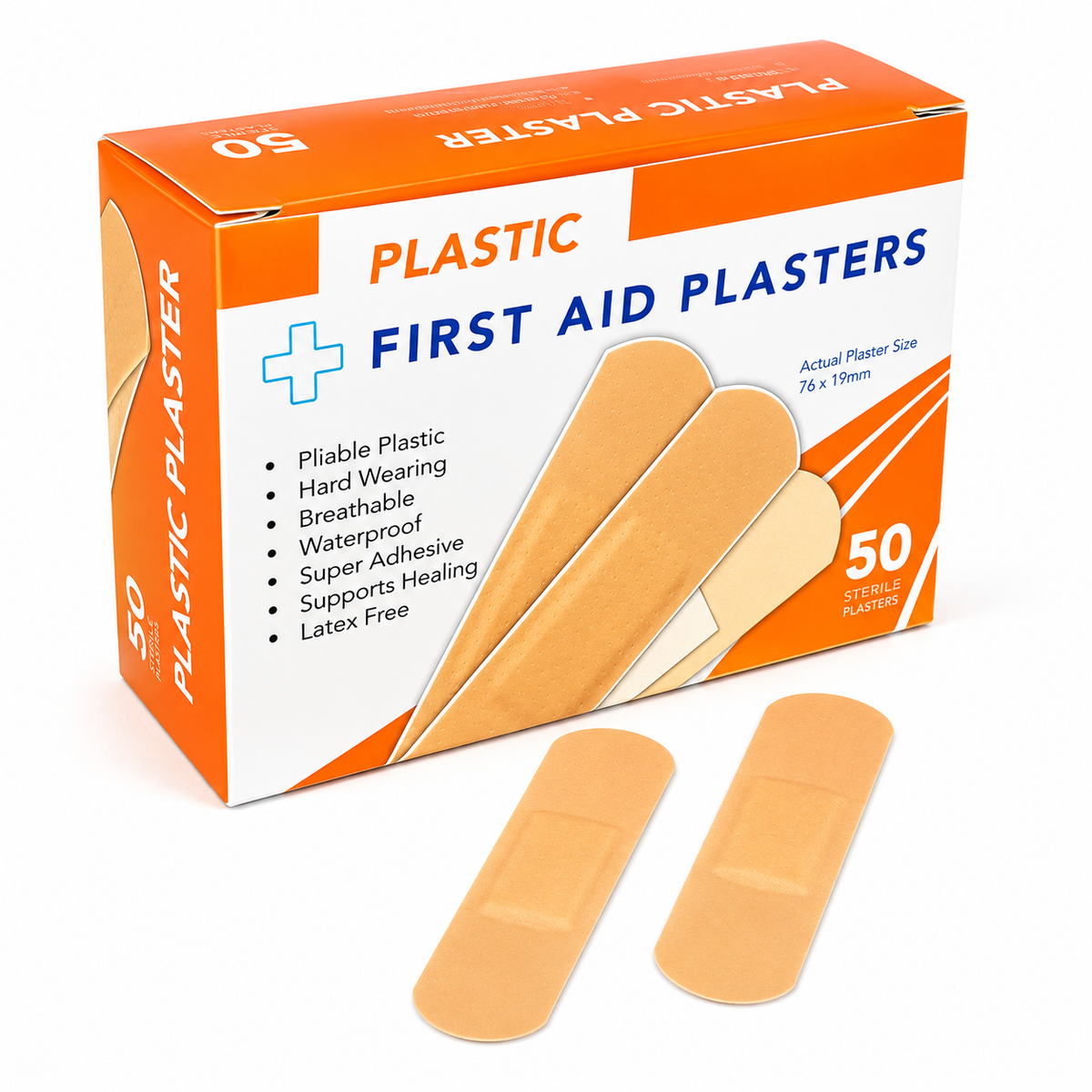 Plastic Regular Plasters Skin Colour 19mm x 76mm – Box of 50