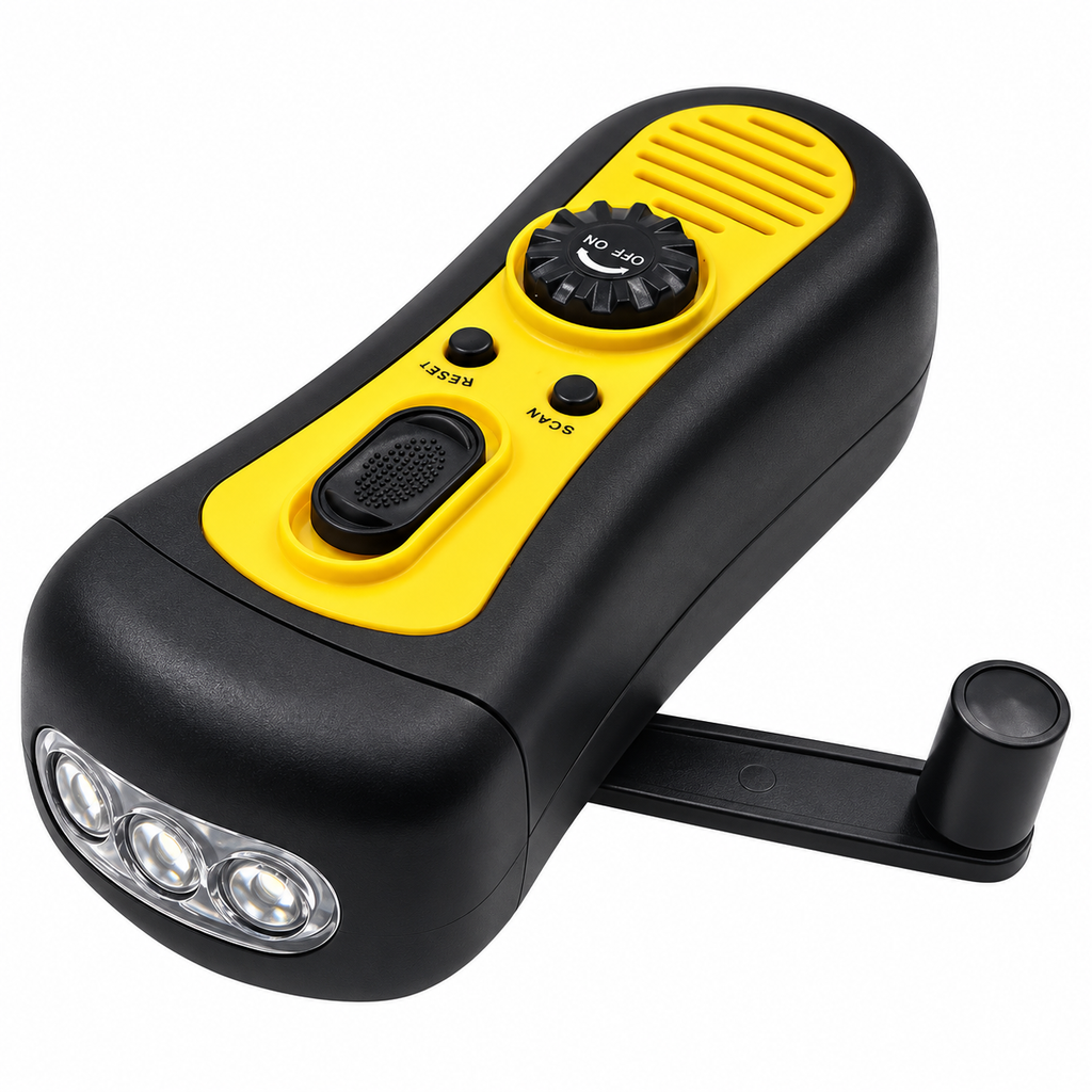 Emergency Hand Crank & USB Torch – FM Radio, Phone Charging & Siren