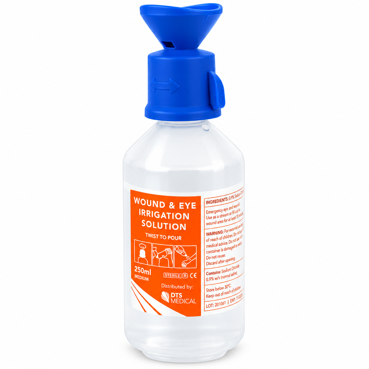 Eye & Wound Wash Saline 250ml Bottle with Eye Wash Attachment