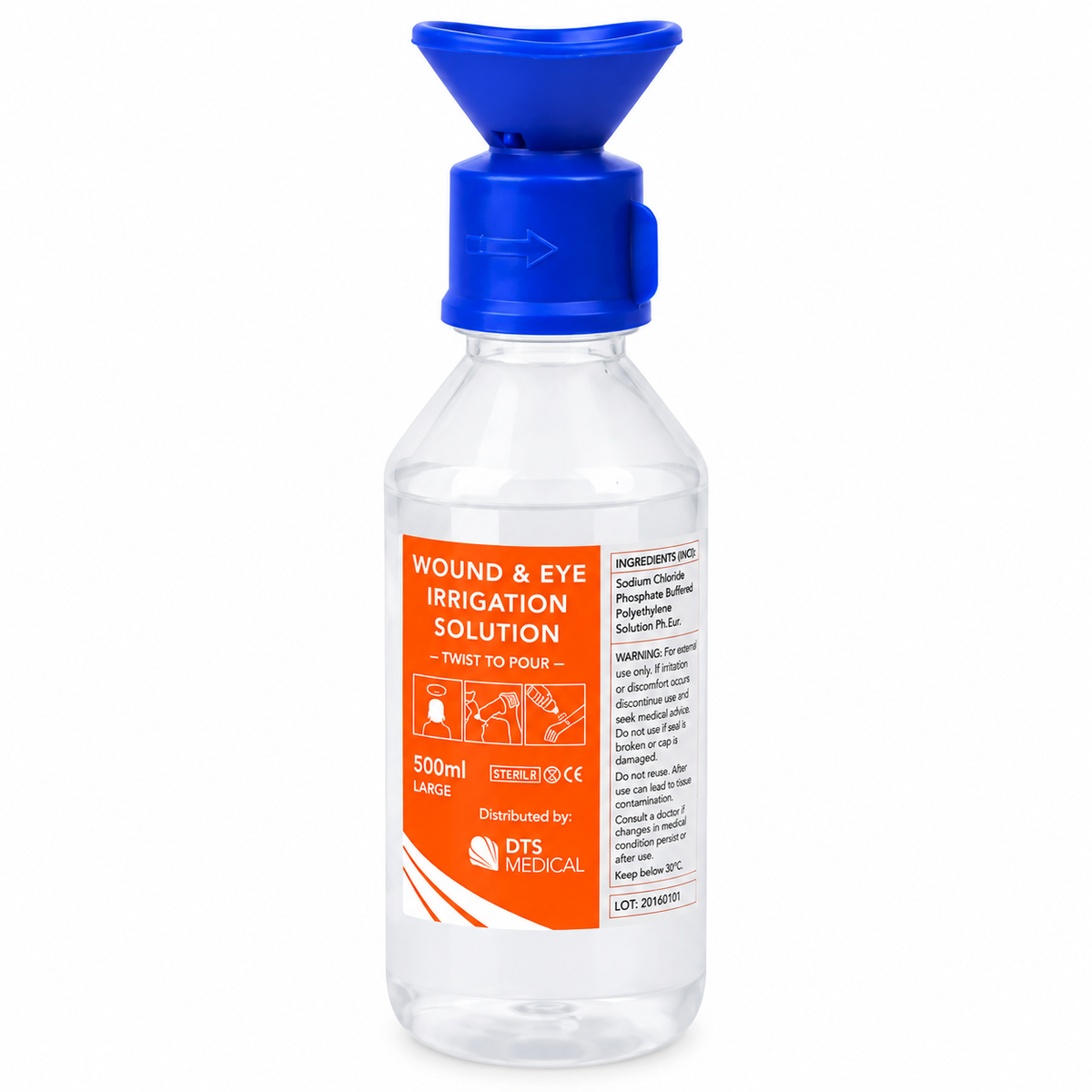 Eye & Wound Wash Saline 500ml Bottle with Eye Wash Attachment